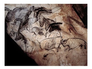 Chauvet cave – in front of the horses is a herd of aurochs, extinct
ancestors of oxen
 
