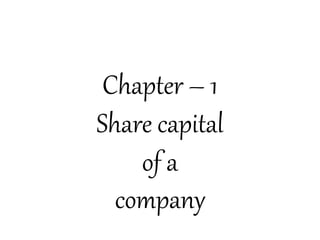Chapter – 1
Share capital
of a
company
 