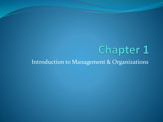 Introduction to Management & Organizations
 