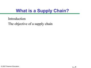 © 2007 Pearson Education
What is a Supply Chain?
Introduction
The objective of a supply chain
 