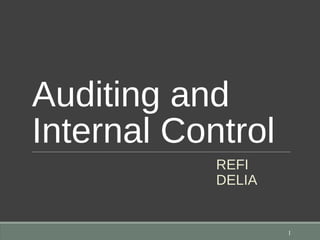 Auditing and
Internal Control
REFI DELIA
1
 