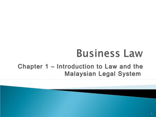 Chapter 1 – Introduction to Law and the
Malaysian Legal System
1
 