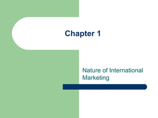 Chapter 1
Nature of International
Marketing
 