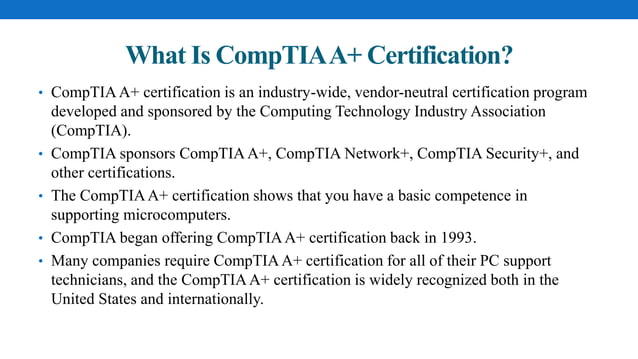 Lecture 1: CompTIA A+ Certification | PDF