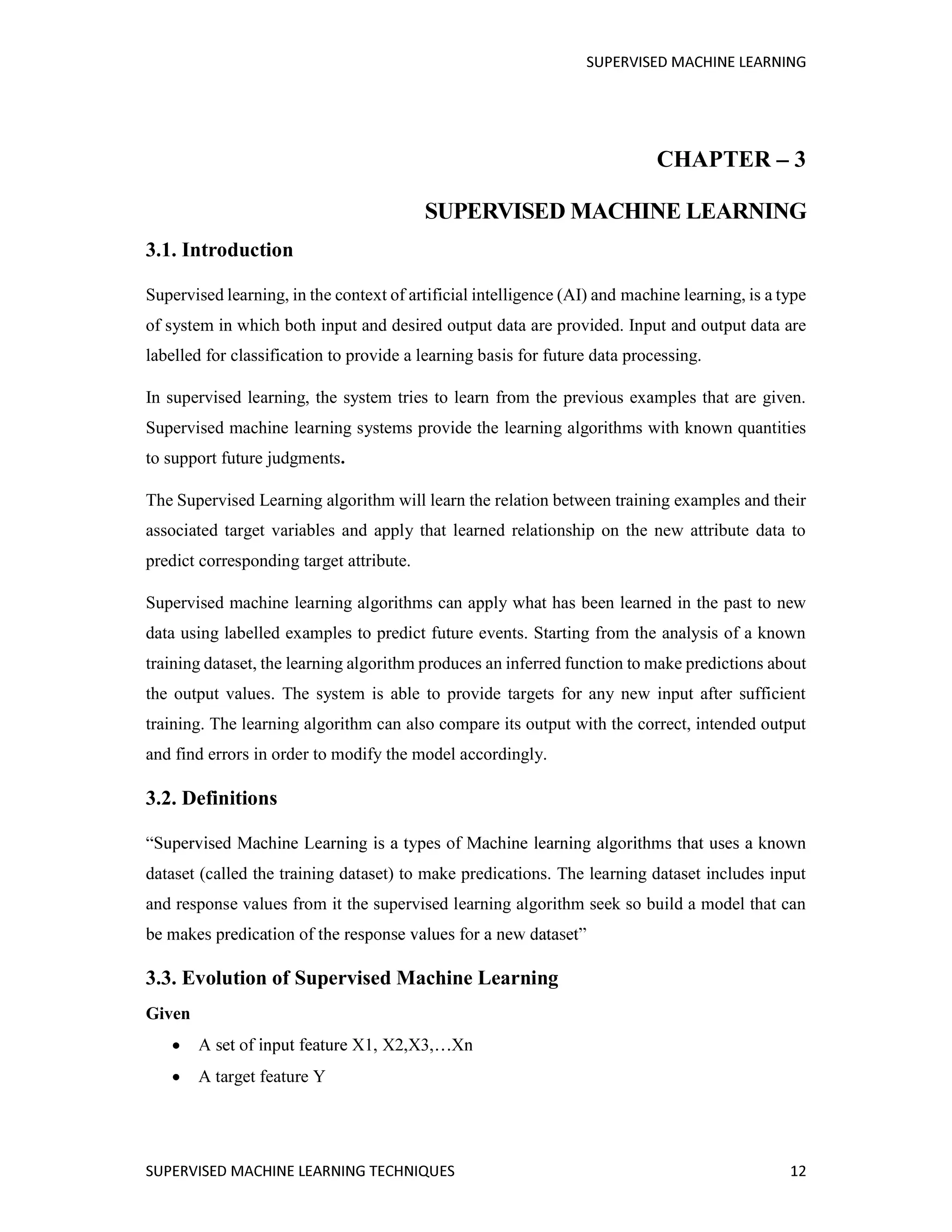 Supervised Machine Learning Techniques common algorithms and its ...