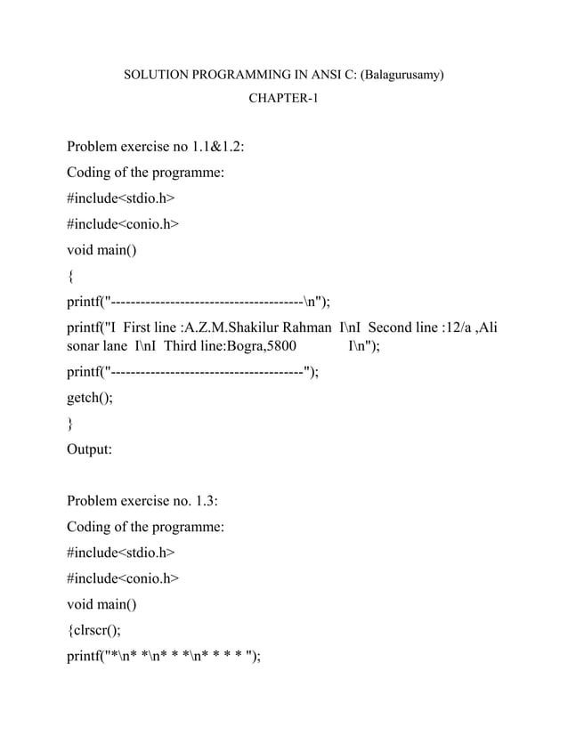 Chapter 1 : Balagurusamy_ Programming ANsI in C | PDF