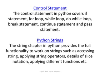 Chapter 1 - INTRODUCTION TO PYTHON -MAULIK BORSANIYA | PPTX