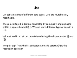 Chapter 1 - INTRODUCTION TO PYTHON -MAULIK BORSANIYA | PPTX ...