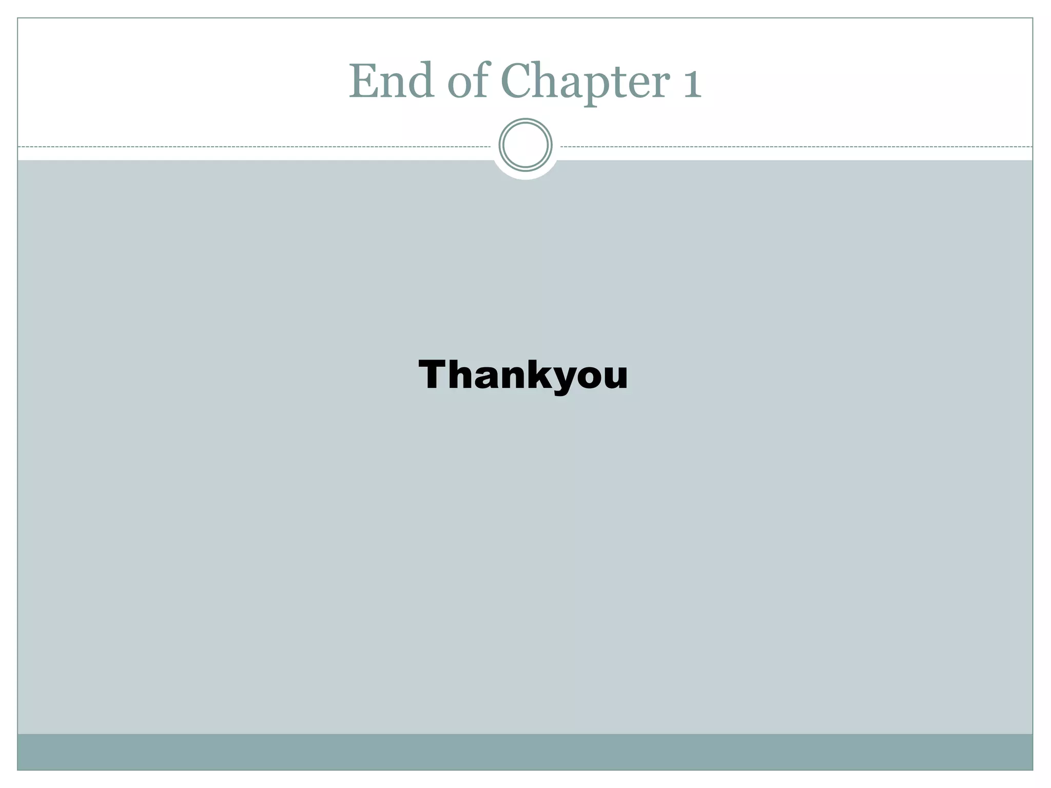 End of Chapter 1
Thankyou
 