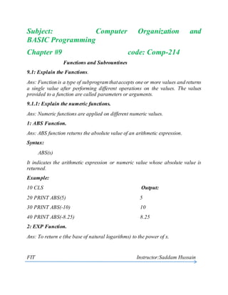 Computer Organization and BASIC Programming | DOCX