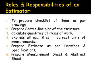 Fundamentals of Estimating and Costing | PPTX