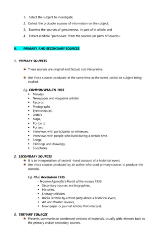 GEED 02 Reading in Philippine History HISTORY AND HISTORICAL ...