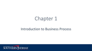 Introduction to Business Process
Chapter 1
 