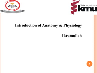 Introduction of Anatomy & Physiology
Ikramullah
1
 
