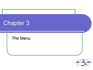 Chapter 3
The Menu
 