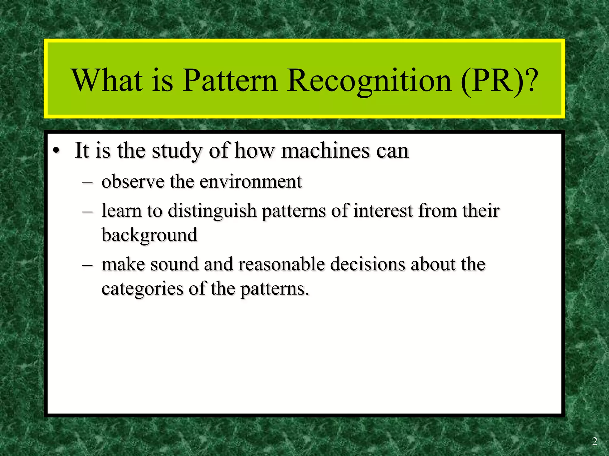 introduction to pattern recognition | PPT | Artificial Intelligence ...