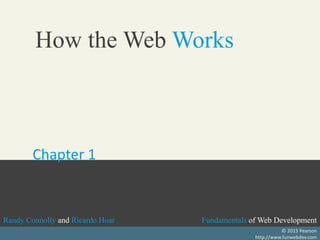 Fundamentals of Web Development
Randy Connolly and Ricardo Hoar
Fundamentals of Web Development
Randy Connolly and Ricardo Hoar
© 2015 Pearson
http://www.funwebdev.com
How the Web Works
Chapter 1
 