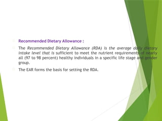 Ear Rda Chapter 1.1. Dietary Reverence Values... | PPTX