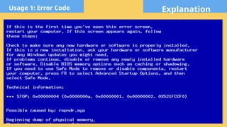 Explanation
Usage 1: Error Code
 