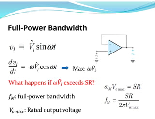 Full-Power Bandwidth
Max: 𝜔𝑉
What happens if 𝜔𝑉 exceeds SR?
𝑓 : full-power bandwidth
𝑉 : Rated output voltage
 