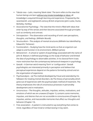 Tabula Rasa Definition Introduction To Psychology Chapter 1 by Atkinson & hilgard's book | DOCX