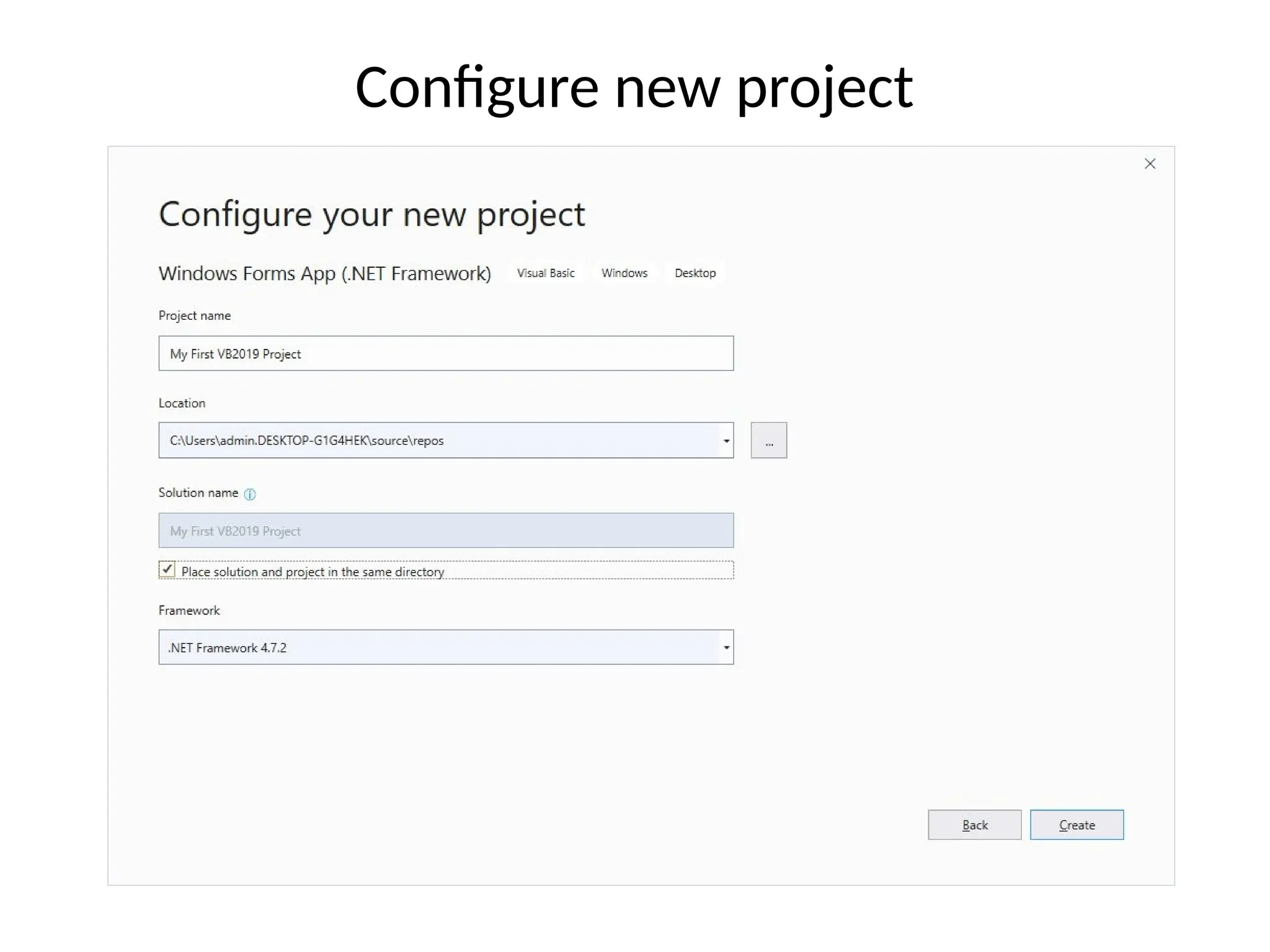 Configure new project
 