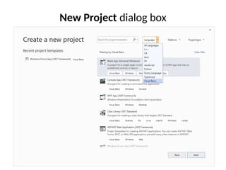 New Project dialog box
 
