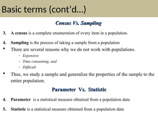 Sensus Vs Sampling chapter one: introduction to basic statistics | PPT