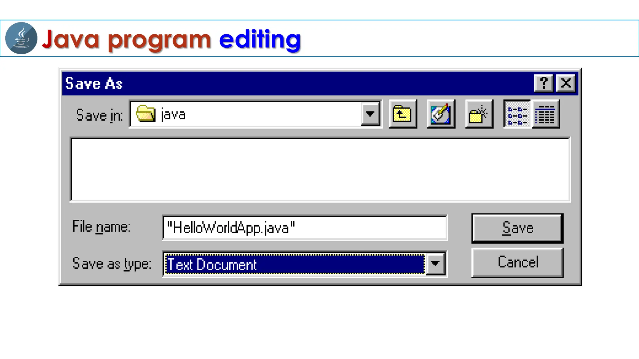 Java program editing
 