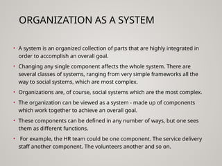 Components Organization System Role of Organisation and Mangement pptx. | PPTX