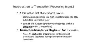Comprehensive Introduction to Transaction Processing Concepts and ...