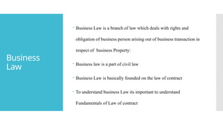 Introduction to Business Law and Contract Fundamentals | PPTX