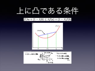 上に凸である条件

 