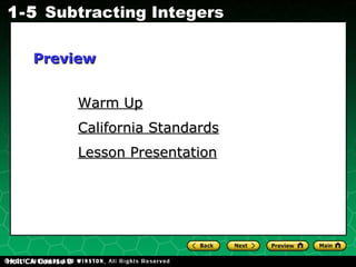 Holt CA Course 2 Warm Up California Standards Lesson Presentation Preview 