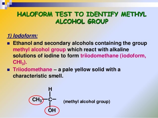 Image result for ethanol with iodoform test
