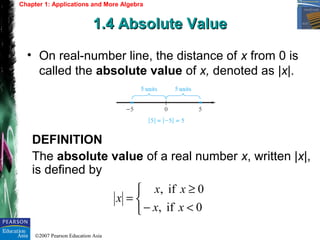 Chapter 1 - Applications and More Algebra | PPT