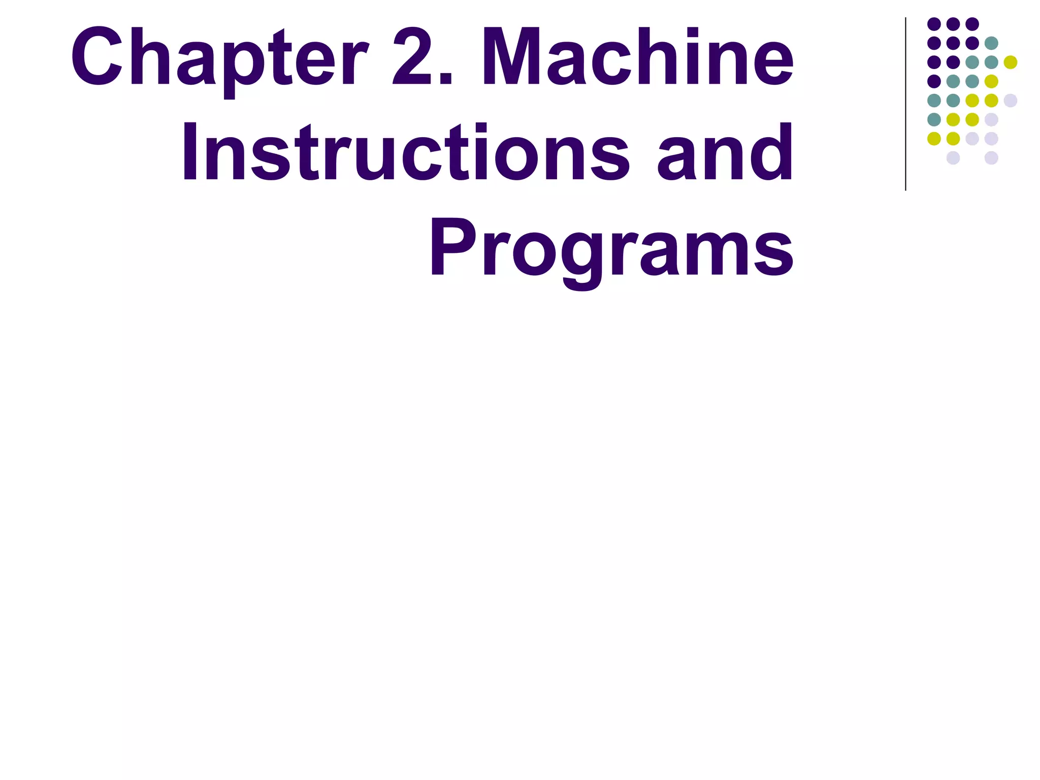 Chapter 2. Machine
Instructions and
Programs
 