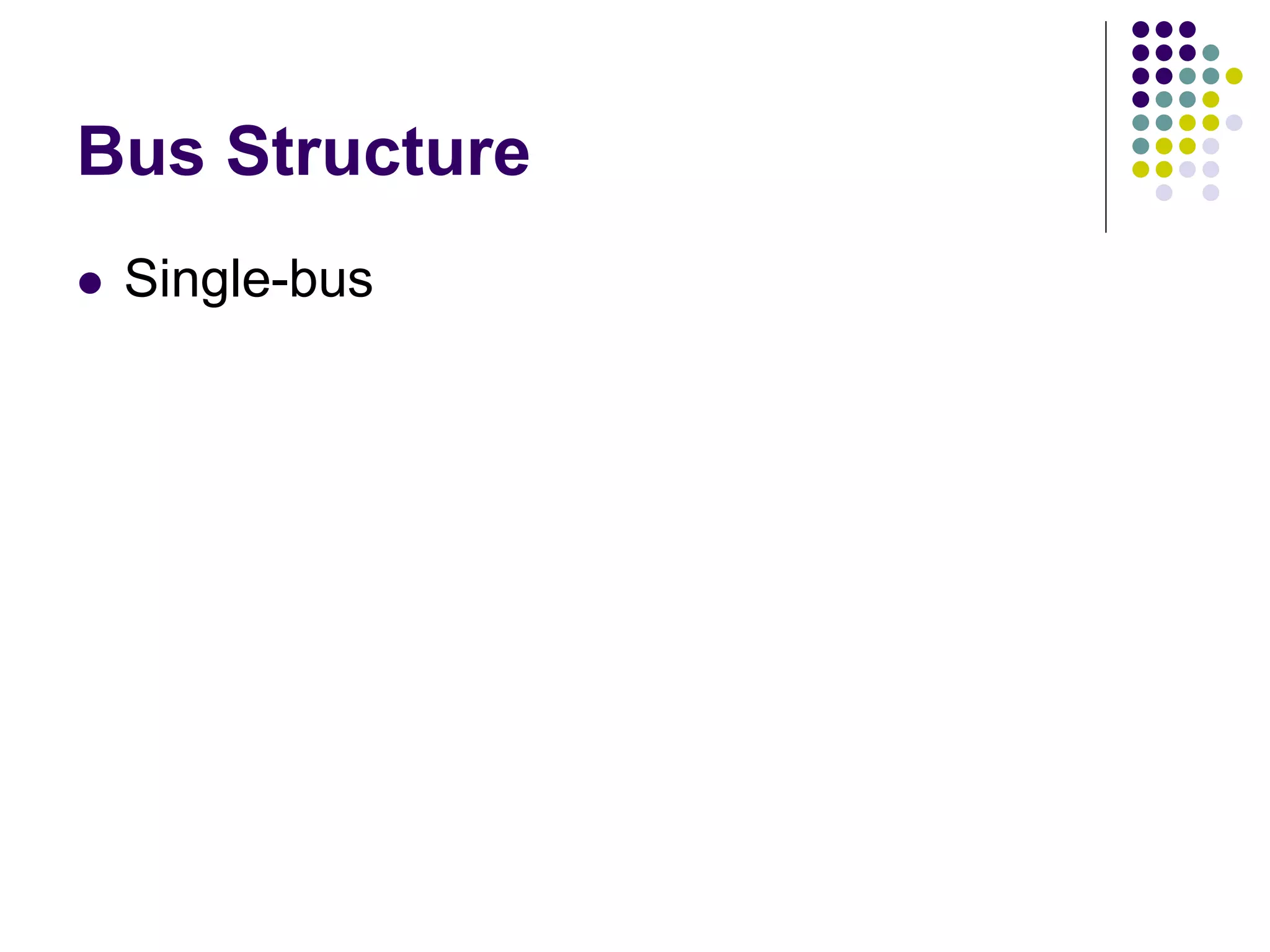 Bus Structure
 Single-bus
Figure 1.3. Single-bus structure.
Memory
Input Output Processor
 