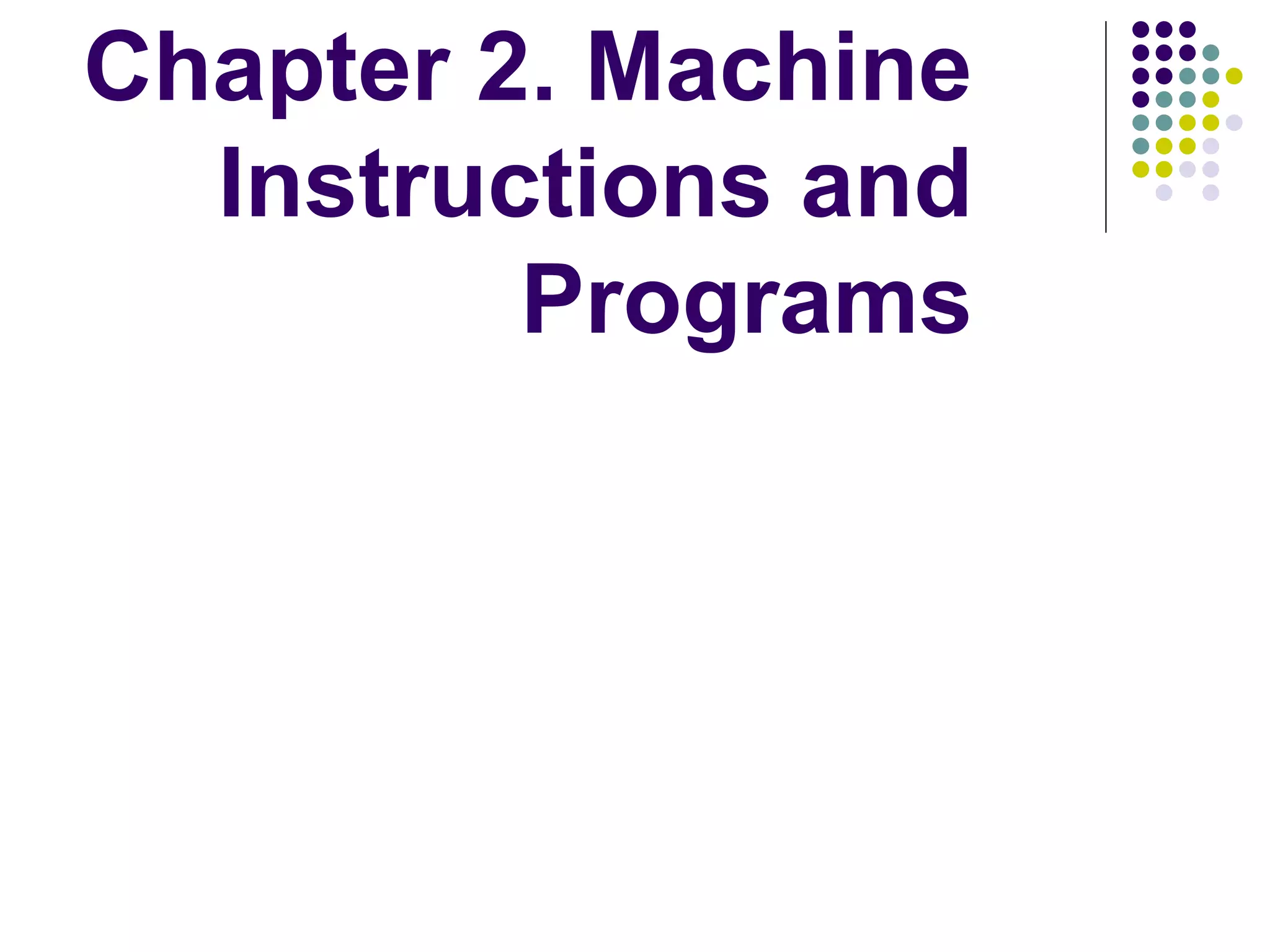 Chapter 2. Machine
Instructions and
Programs
 