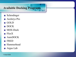 Drug Docking Software computer aided drug design chapter 1 unit 1 | PPTX