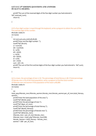 LET US C (5th EDITION) CHAPTER 1 ANSWERS | PDF | Programming Languages ...