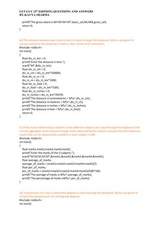 LET US C (5th EDITION) CHAPTER 1 ANSWERS | PDF | Programming Languages ...