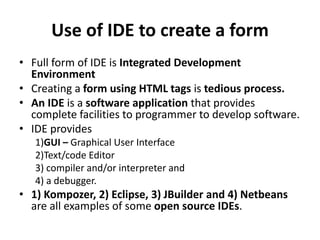 Std 12 Computer Chapter 1 Creating Html Forms Using KompoZer | PPTX