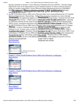 Chapter 1 exam 70-640 windows server 2008 active directory, config… | PDF