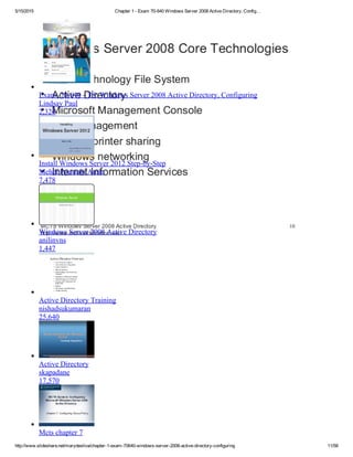 Chapter 1 exam 70-640 windows server 2008 active directory, config… | PDF