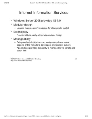 Chapter 1 exam 70-640 windows server 2008 active directory, config… | PDF