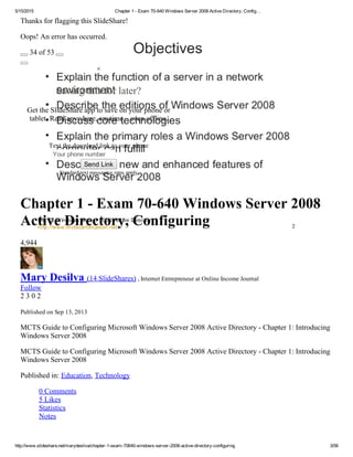 Chapter 1 exam 70-640 windows server 2008 active directory, config… | PDF