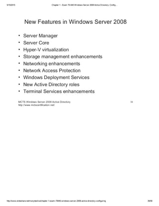Chapter 1 exam 70-640 windows server 2008 active directory, config… | PDF