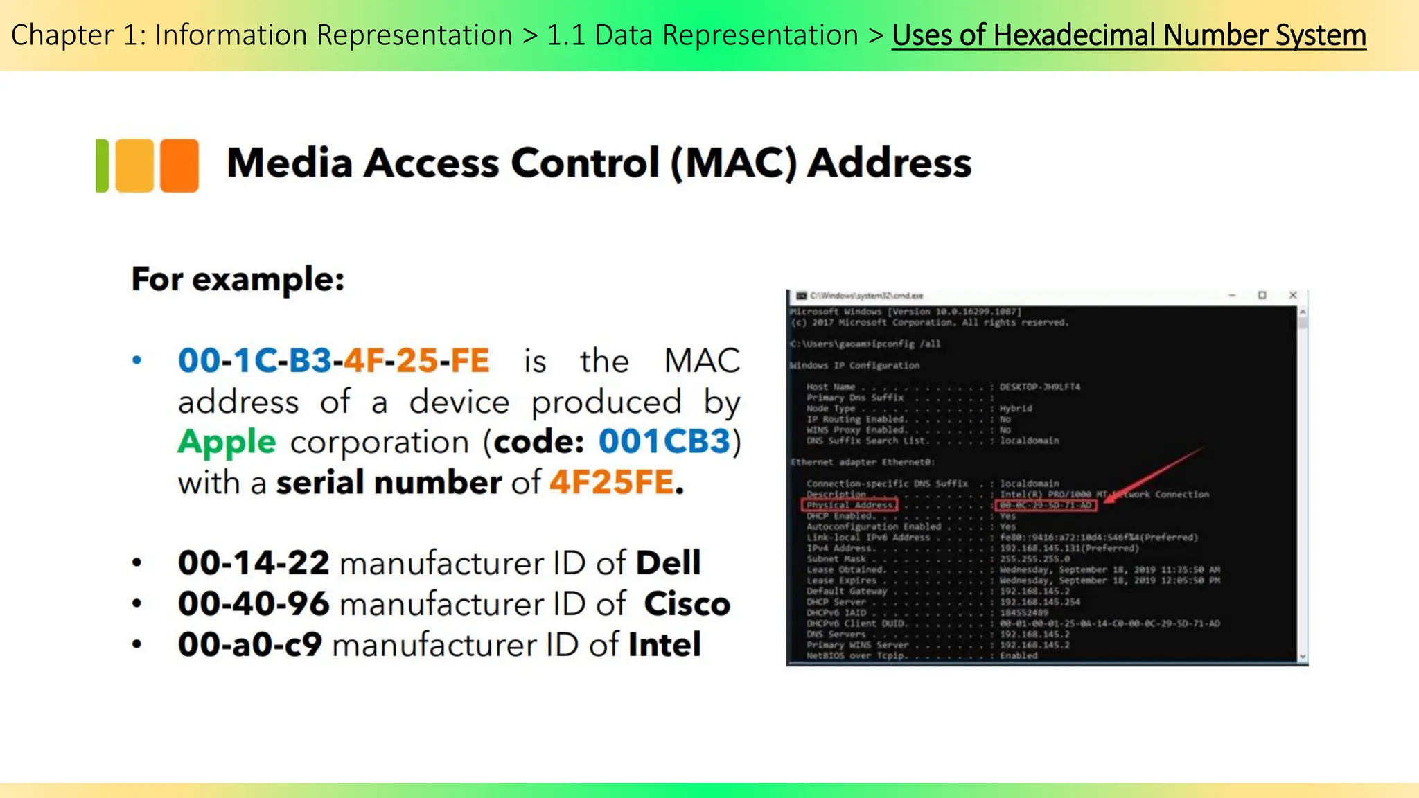 Chapter 1: Information Representation > 1.1 Data Representation > Uses of Hexadecimal Number System
 