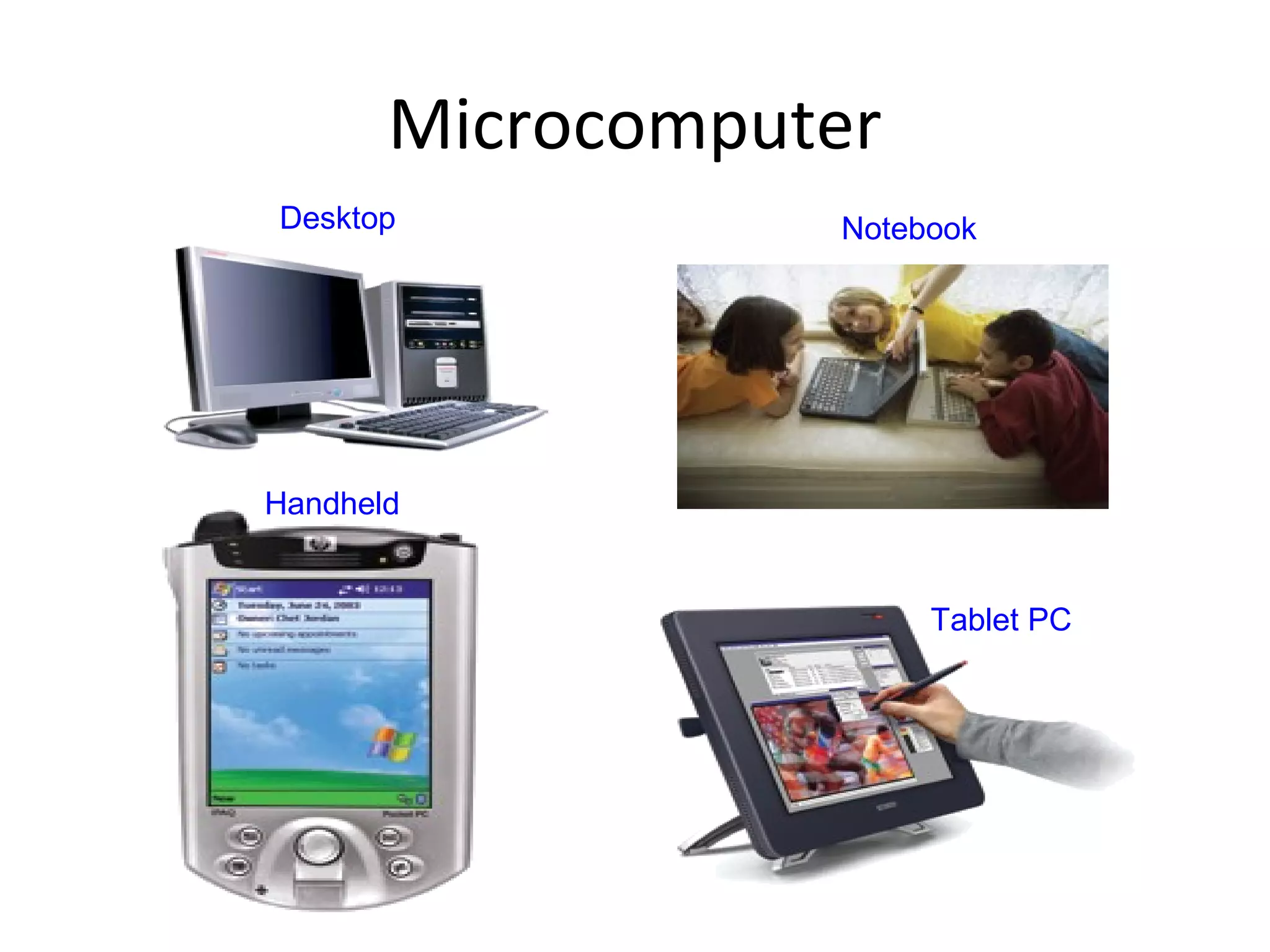 Microcomputer
Desktop Notebook
Tablet PC
Handheld
 
